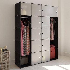 Modulskab med 14 rum – sort/hvid 37 × 146 × 180,5 cm